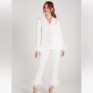 Nadine Merabi DARCIE WHITE FEATHER PAJAMAS size XL